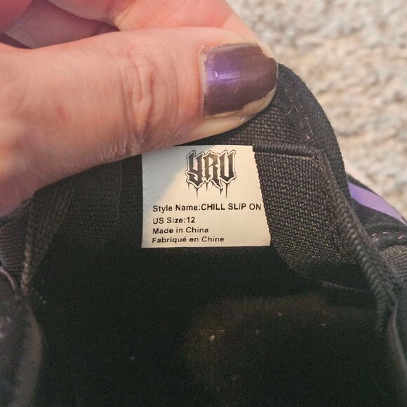 YRU Chill Bat Slip-Ons, Black/Purple PLEASE READ DESCRIPTION - Picture 4 of 4